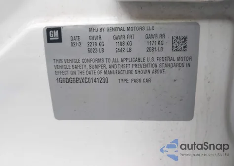 2012 Cadillac Cts Luxury из США, поврежденный, VIN 1G6DG5E5XC0141230